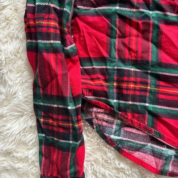 PINK Victoria's Secret Red Plaid Button Down Pajama Top - Picture 3 of 6